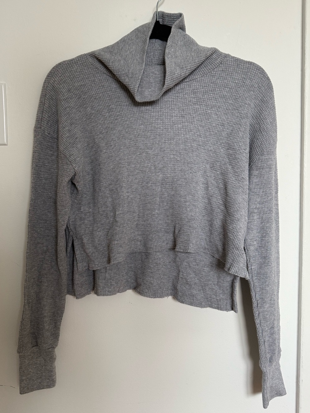 TNA Waffle Knit Funnel Neck Cropped Sweater